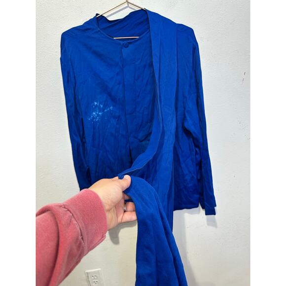 JOSEPH Women's Royal Blue High Neck Attached Scarf Cannon Glazed Top Size 38 - Picture 11 of 14